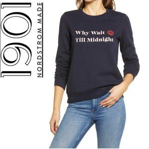 NEW Women's 1901 Why Wait Graphic Sweatshirt, Size Medium - Blue